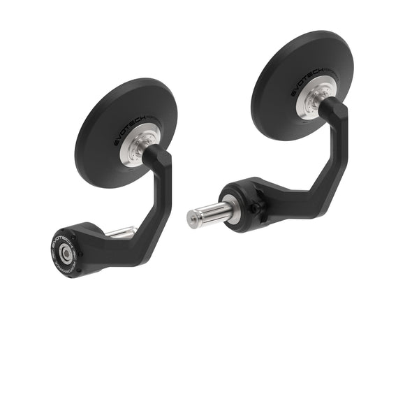 Evotech Bar End Mirrors (Retro) for the Husqvarna Svartpilen 701 are a modernised design of the classic round motorcycle handlebar mirror. The pair of EP mirrors are pivot adjustable with aluminium stems and a models-specific mounting mechanism.