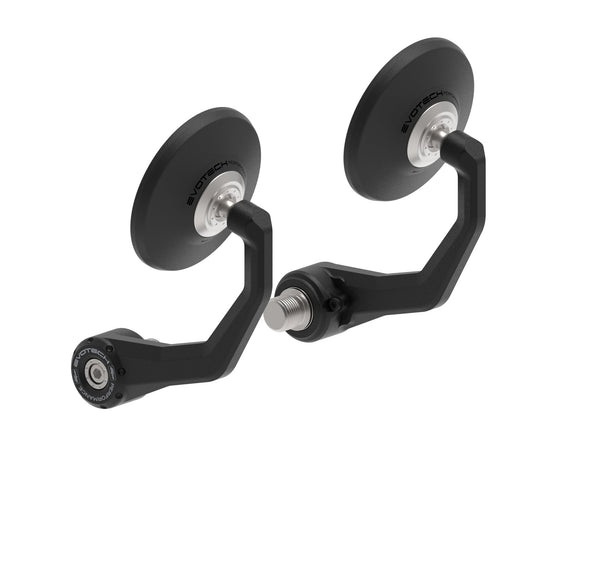 Evotech Bar End Mirrors (Retro) for the Aprilia Tuono V4 1100 Factory are a pair of circular motorcycle mirrors designed for installation at the end of the handlebars. Machined from aluminium with a model specific, stainless steel mounting mechanism, the aluminium stems are angle adjustable with pivot adjustment for the circular mirror housing.