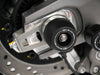 The rear swingarm of the Ducati Monster 821 Stealth with an EP black nylon spindle bobbin securely fitted.