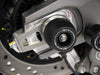 The rear swingarm of the Ducati Monster 821 Stripe with an EP black nylon spindle bobbin securely fitted.