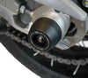 The rear swingarm of the Ducati Multistrada V2 S with an EP black nylon spindle bobbin securely fitted.