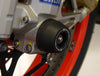 The EP spindle bobbin tightly installed to the front fork of the Aprilia RSV4.