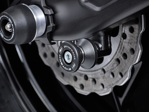 The Kawasaki Ninja 650 Tourer with EP Paddock Stand Bobbins installed into the mounting points provided on the swingarm.