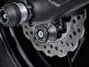 EP Paddock Stand Bobbins inserted into the offside swingarm of the Kawasaki Z650 Performance.