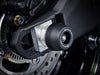 The rear wheel of the Kawasaki ZX-10R Performance with EP Spindle Bobbins Crash Protection bobbin mounted to the rear spindle offering swingarm protection. 
