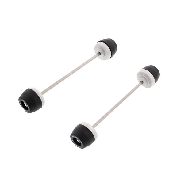 Both the front and rear spindle crash protection units which are included in the EP Spindle Bobbins Kit for the Suzuki Katana.  Stainless steel spindle rods connect together Evotech Performance’s signature aluminium and nylon bobbins.