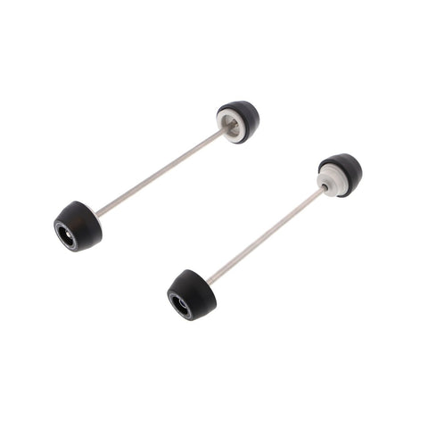 EP Spindle Bobbins Kit for the Yamaha YZF-R1 includes front fork crash protection and rear swingarm protection. Stainless steel spindle rods precisely fit the signature Evotech Performance nylon bobbins to either end of the motorcycle’s wheels.  