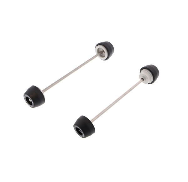 EP Spindle Bobbins Kit for the Yamaha MT-10 includes front fork crash protection and rear swingarm protection. Stainless steel spindle rods precisely fit the signature Evotech Performance nylon bobbins to either end of the motorcycle’s wheels.  