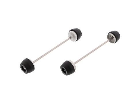 EP Spindle Bobbins Kit for the Yamaha YZF-R6 includes front fork crash protection and rear swingarm protection. Stainless steel spindle rods precisely fit the signature Evotech Performance nylon bobbins to either end of the motorcycle’s wheels.  