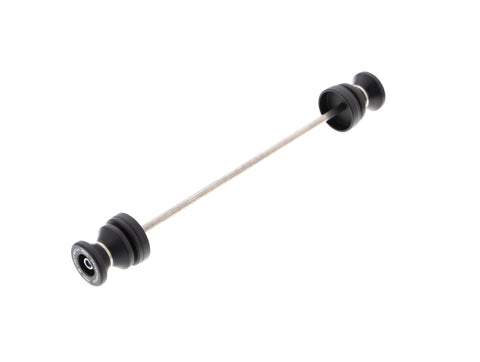 EP Paddock Stand Bobbins for the Ducati Scrambler 1100 Special. EP signature nylon paddock stand bobbins with precision shaped aluminium spacer, held either end of a rolled-thread spindle rod.
