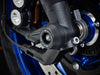 EP Spindle Bobbins Crash Protection seamlessly added to the front wheel of the Yamaha MT-09 Sport Tracker ABS offering front fork protection.