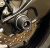 The EP Spindle Bobbins extends from the rear swingarm of the Yamaha YZF-R7 to protect the swingarm and brake calipers of the rear wheel.